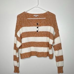 American Eagle Henley Knit Cropped Sweater